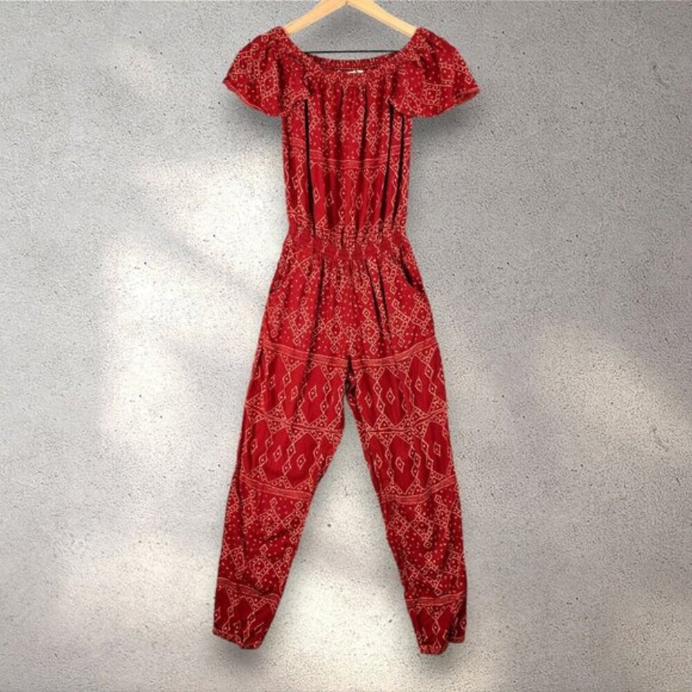 Anthropologie Beachgold Bali Jumper Red Women’s XXS Pockets Bohemian Lightweight